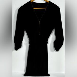 Windsor Womens Black Zipper Dress Size Small with Tie at Waist